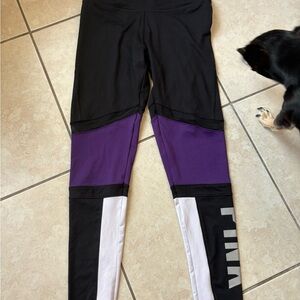 PINK Victoria's Secret Black and Purple Leggings